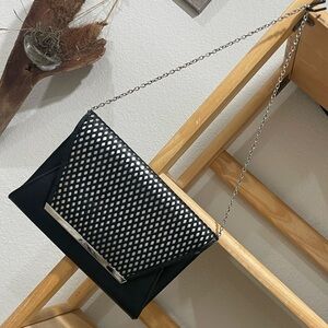 Lulu Townsend Chic Black and Silver Evening Women's Clutch